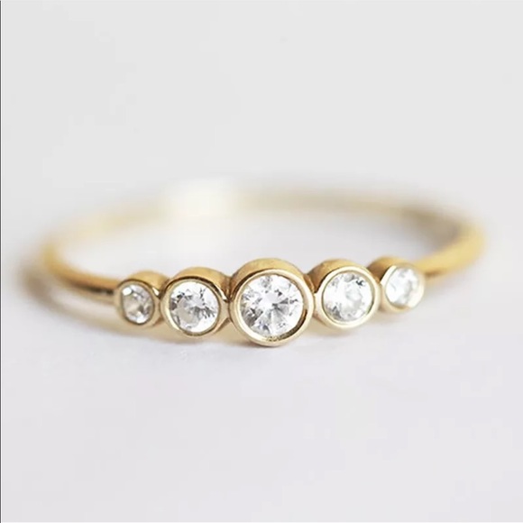 Jewelry - 14k yellow gold diamond ring wedding band 5 stone